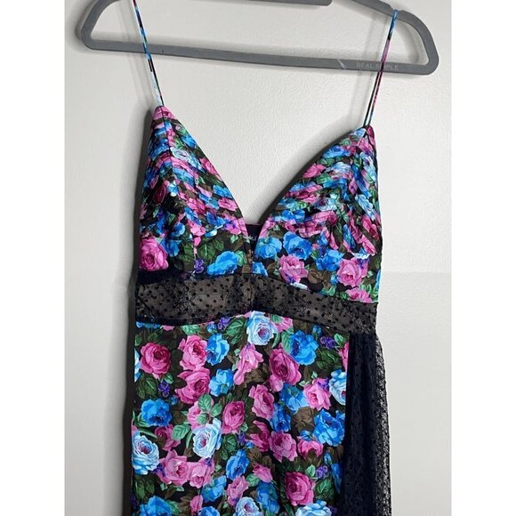 For Love and Lemons Marley Maxi Dress Pink Roses Black Missing Bow Size M NEW - Picture 6 of 9